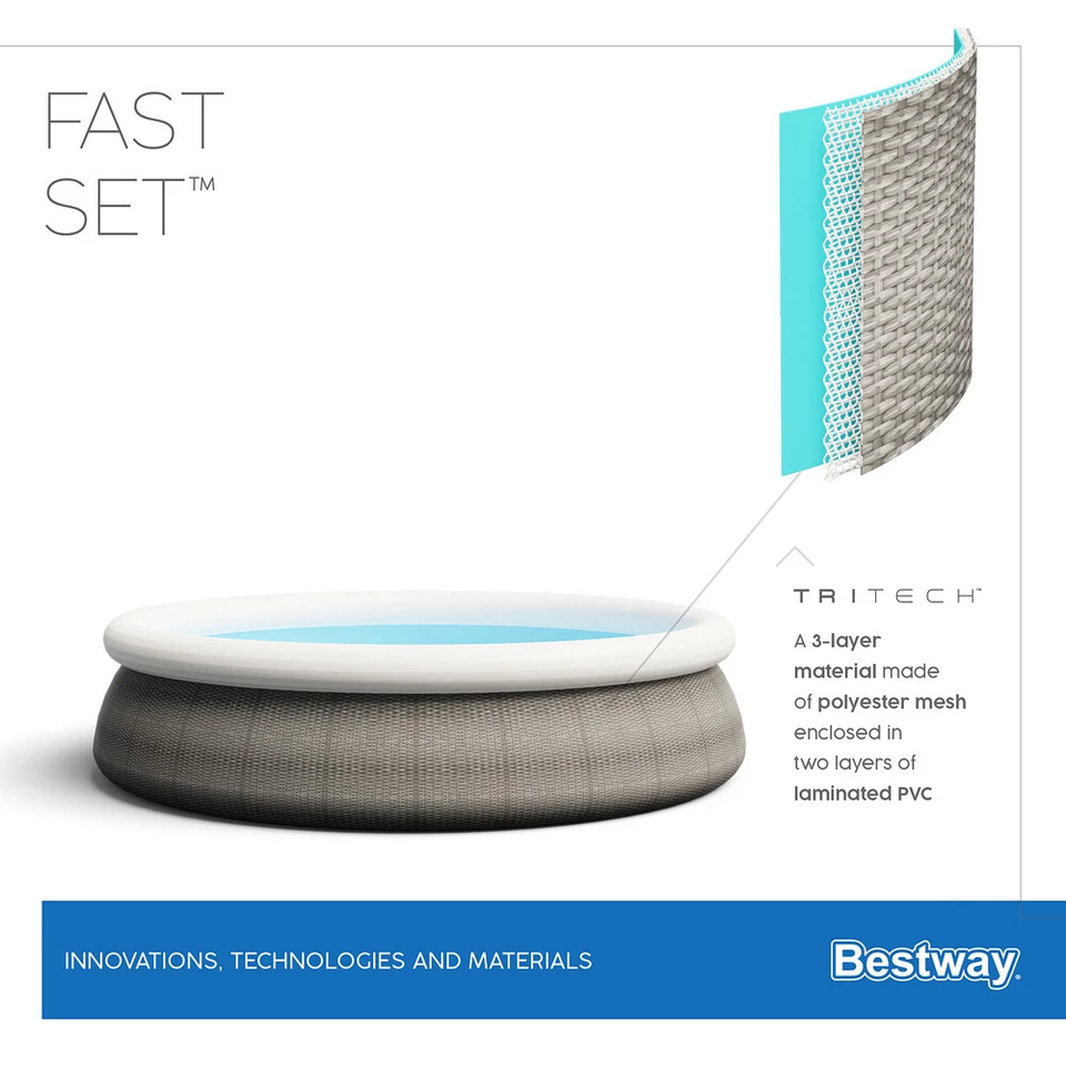 Bestway Schwimmbecken Fast Set XL Planschbecken Swimming Pool Set Rattanoptik  - Bild 4 von 4