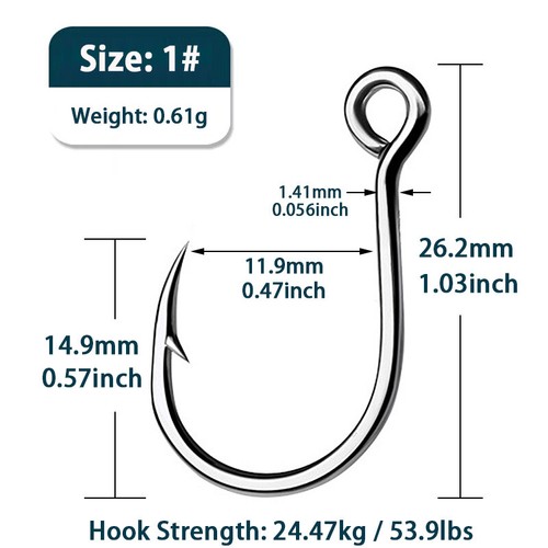 20-100PCS Inline Single Hooks Heavy Duty Replacement Fishing Hook for Lures Bait - Picture 10 of 13