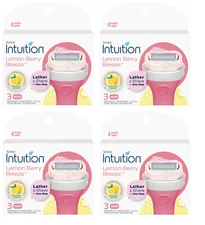 Schick Intuition Lemon Berry Breeze Refill Blade Cartridges for Women, 12 Ct