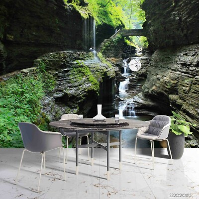 3D Rock Waterfall Wallpaper Wall Mural Removable Self-adhesive 14 ...