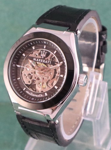 Casual Maserati Automatic Black Dial Men Excellent Working Watch Leather Band - Picture 6 of 10