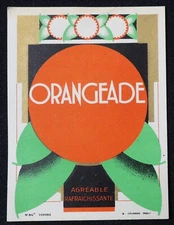 Old label ORANGEADE Art Deco style French label