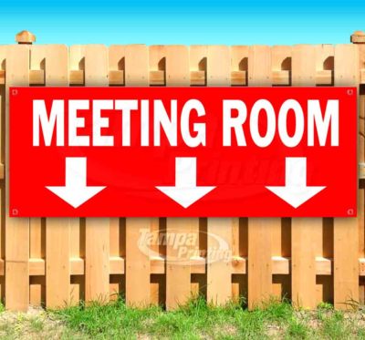 MEETING ROOM RD WHT DWN Advertising Vinyl Banner Flag Sign Many Sizes ARROWS