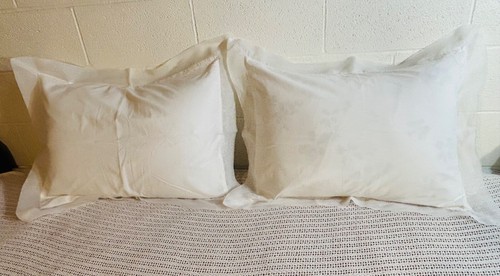 Gorgeous Intricate White Cotton Embroidered Eyelet Decorative Pillow Shams - Picture 3 of 17