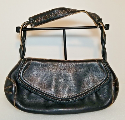 COLE HAAN Leather Black Handbag Small Purse Magnet Closure