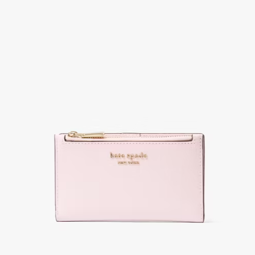 Kate Spade Morgan Shimmer Pink Small Slim Bi Fold Leather Wallet