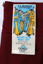 Vintage Men's Red 1970s Sears Flared Bottoms Polyester Pants Size 28 with Tags