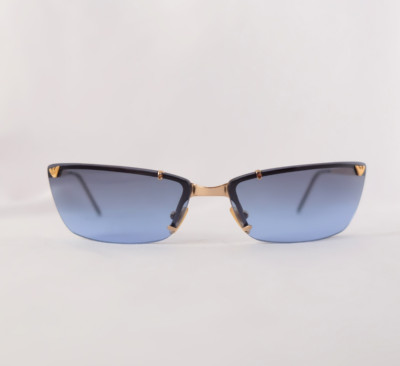 Emporio Armani 170-S Vintage Y2K Sunglasses Gold Frame Blue Lens