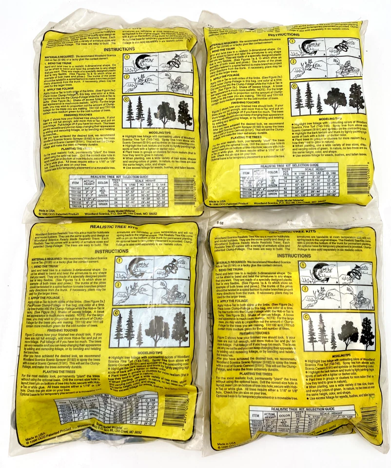 (4) WOODLAND SCENIC REALISTIC TREE KITS TR1102, TR1104, TR1105 & TR1106 2.5"-8" - Image 4 of 4