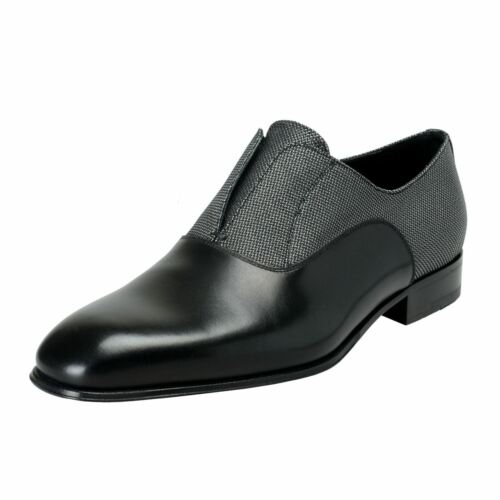 Salvatore Ferragamo Men's "GENE 2" Black/Silver Leather Slip On Loafers Shoes  - Picture 1 of 8