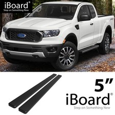 Running Board Side Step 5in Aluminum Black Fit Ford Ranger Super Cab 19-23