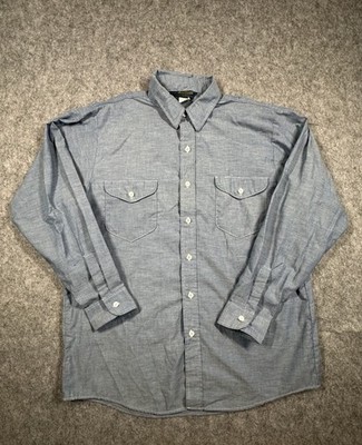 Vintage 70s Osh Kosh B gosh Chambray workwear Shirt USA Parts Size Large