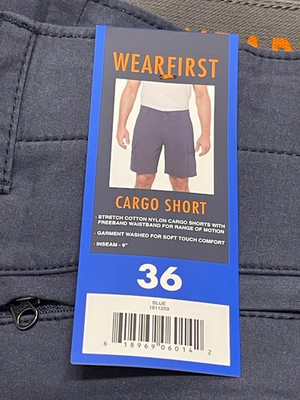 #ad #ad WearFirst Men’s BLUE Classic Fit Stretch Waist Cargo Shorts NWT Choose Your Size $19.99