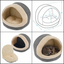 Dog House Bed Crate Mat Tent Indoor Round Soft Plush for Small, Medium