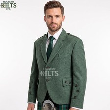 Men's Lovat Green Crial Argyle kilt jacket and waistcoat wedding Kilt jacket