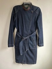 LRL Ralph Lauren Jeans Co Denim Dress 10 Belted Asymmetric Zip Front Long Sleeve