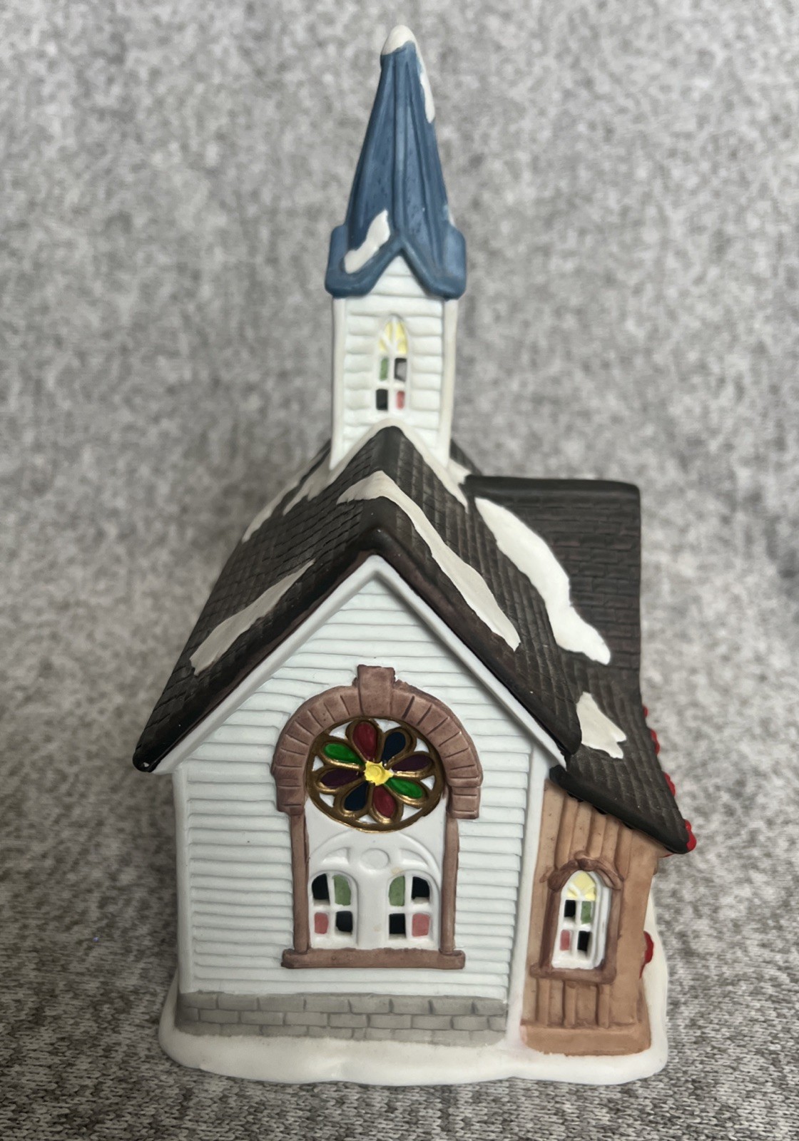 Rare | St Nicholas Square - Chapel Christmas Village House Stained Glass Painted