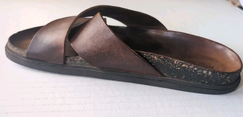 Brador Criss Cross Two Strap Brown Leather Sandals Hand Made In Italy Size EU 38 - Picture 11 of 14