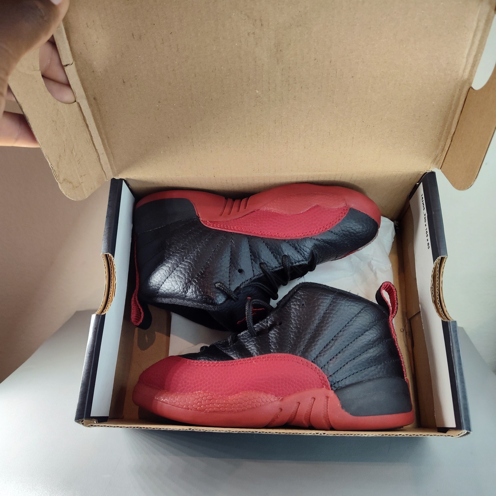 Nike Air Jordan 12 Retro Flu 2016 TD 850000-002 Toddler's 10C Black Red Sneakers thumbnail 7