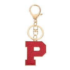 Initial Letter Keychain, A-Z Alphabet Keyring Letter P Metal Key Chain, Red