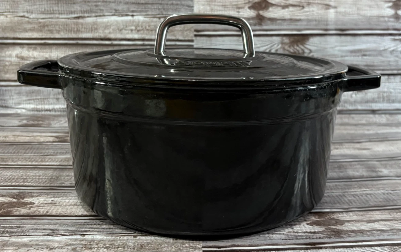 Martha Stewart Dutch Oven Black Enamel Cast Iron 6Qt. Round Covered Cookware