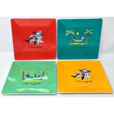 Life Is Good Plate Square Multicolor Design Whimsical Cheerful - 6” x 6”