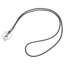Office Leather Lanyards 19 Inch, Key Braided Lanyard Clasp/Ring Black