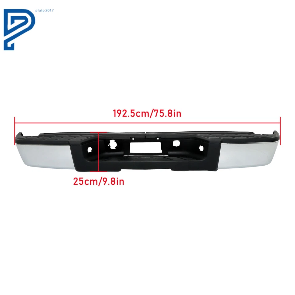Chrome Rear Bumper Assembly For Chevy Silverado GMC Sierra 1500 2007-2013 2012 - Image 3 of 4