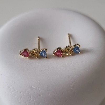 Goldplated Brass Earrings With Colourful Zircons
