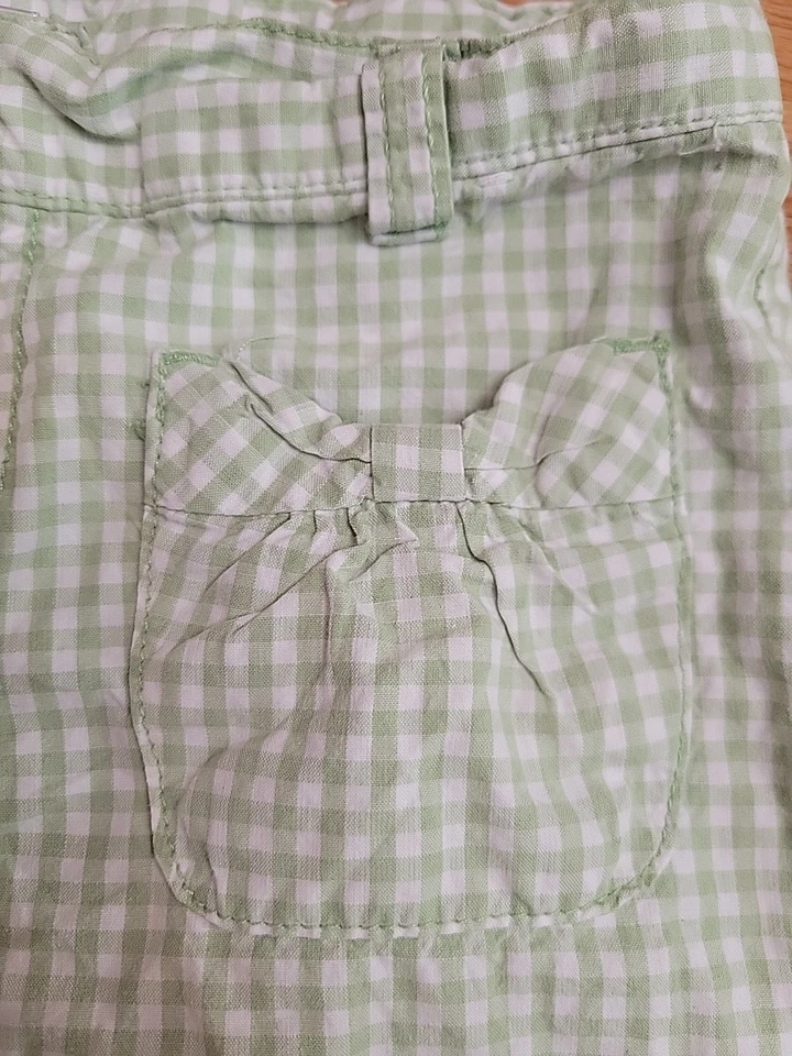 Gymboree Girls Shorts Size 6 Green Gingham Pink Ribbon Tulip - Image 3 of 4