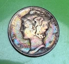 1940 P Silver Mercury Dime, Colorful Rainbow Album Toning--See Video
