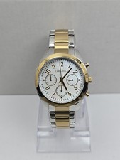 Caravelle by Bulova Womens Two Tone Chrono Watch Mother of Pearl New Battery