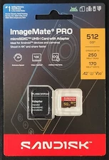 SanDisk ImageMate Pro 512GB microSDXC – UHS-I U3 A2 V30, 250/170MB/s, Waterproof