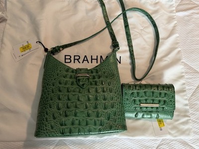 NWT Brahmin Alden Road Small Gwynne Tote Palm Green and Kerra Wallet