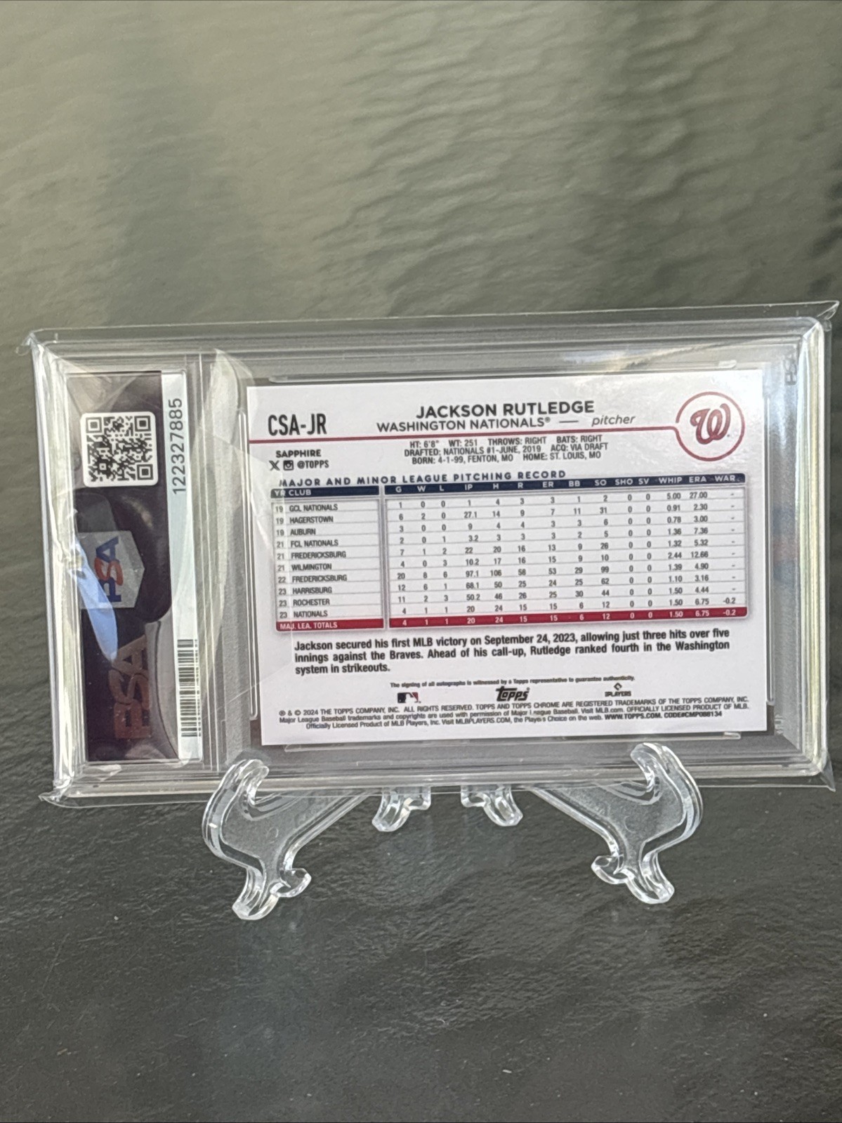 Jackson Rutledge Topps 2024 Topps Chrome Sapphire Edition - Autographs Jackson Rutledge #CSA ...