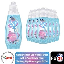 Image of Persil Wonder Wash Non-Bio Liquid Laundry Detergent Sensitive 31W 837ml, 8 Pack