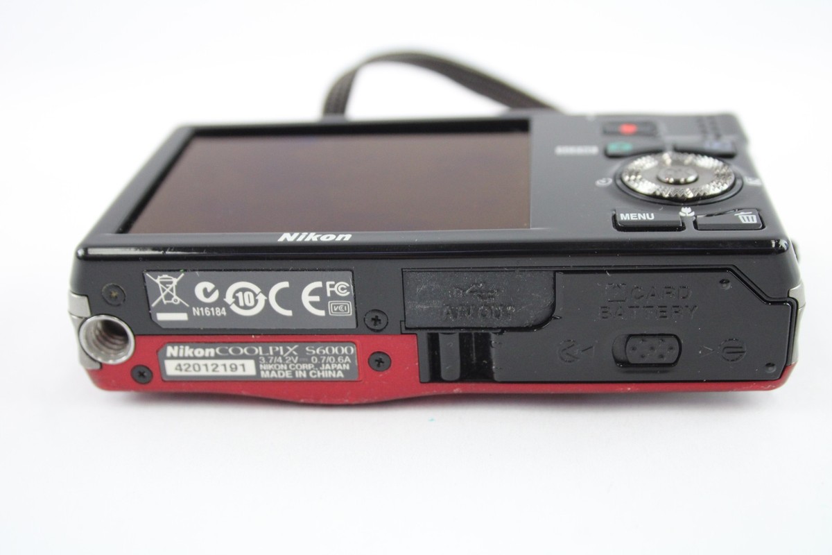 Nikon Coolpix S6000 14.2MP Compact Digital Camera Red Tested With