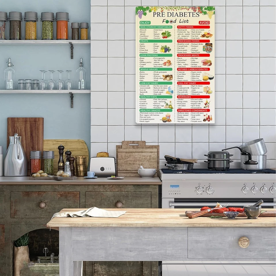 Póster de tabla de alimentos pre diabetes diabético 18L x 12W,  Foto 2 de 4