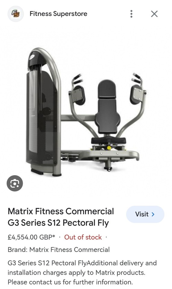 Bargain £450 (£4500 new) MATRIX peckdeck chest commercial fly machine ...