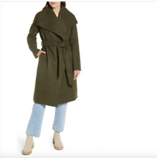 Noize Lena Belted Wrap Coat In Uniform Green Size Medium