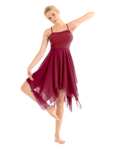 Costume danza balletto moderno lirico donna asimmetrico chiffon abiti fluidi - Foto 48 di 73
