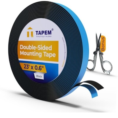 Tapem Double Sided Tape Heavy Duty - 23 ft x 0.6'' - Premium Mounting Tape. #609