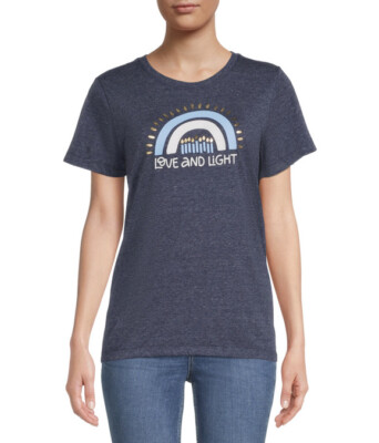 Love And Light Happy Hanukkah Day S/S Premium Quality T-Shirt XL 16/18 Blue