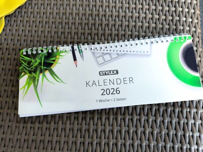 2026 Stylex Tischkalender 1 W 2 S  ca 29,7x10,5 cm 43747 Querkalender