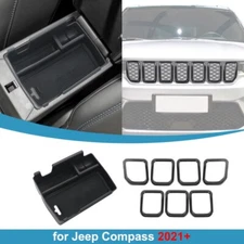 for Jeep Compass 2021+ Armrest Storage Box Tray Front Grill Insert Grille Trim