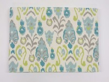 Custom Made Tablecloth Ikat Blue Gray Green Ivory 34 X 50 Rectangular NEW