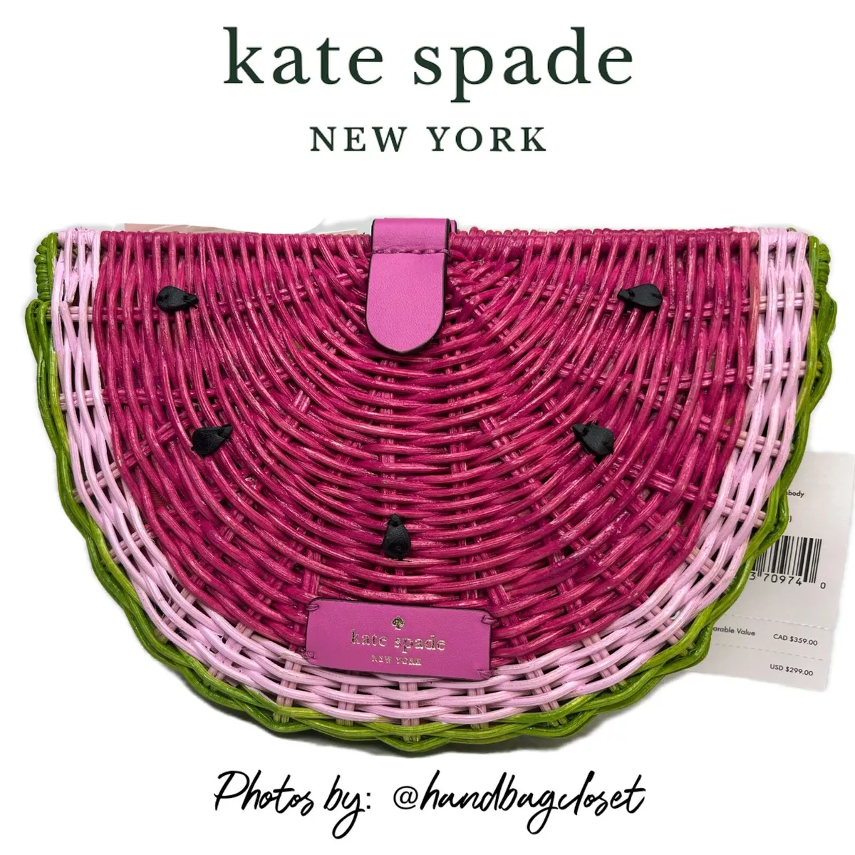 NWT Kate Spade Wicker Watermelon Bag picnic perfect Novelty