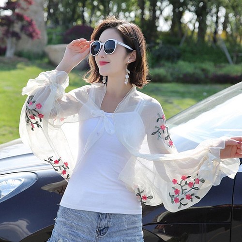 2X Women Summer Chiffon Scarf Sunscreen Shawls Scarves Long Sleeve Poncho Scarf - Picture 22 of 35