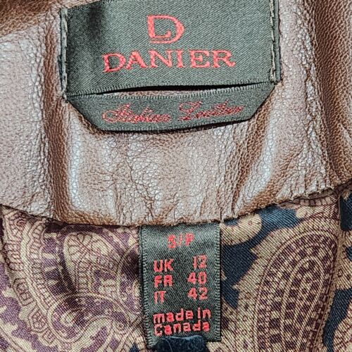 Danier leather coat women S brown thermolite pockets bell sleeves - Picture 4 of 9