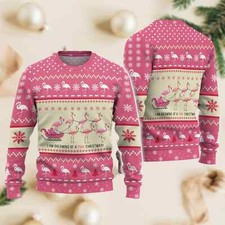 Flamingo Christmas Ugly Sweater, I Am Dreaming Of A Pink Christmas Sweatshirt